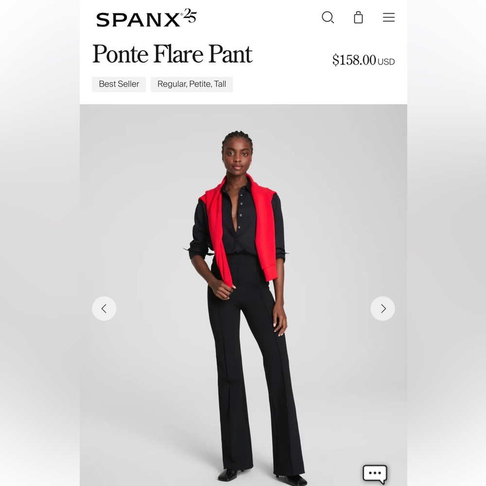 SPANX Women's Black Ponte Flare Pant petite